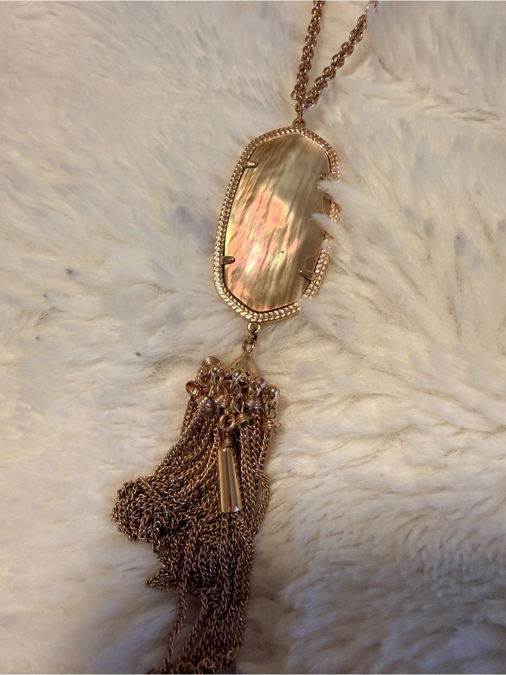 Kendra Scott Rose Gold Mother-of-Pearl Tassel Necklace